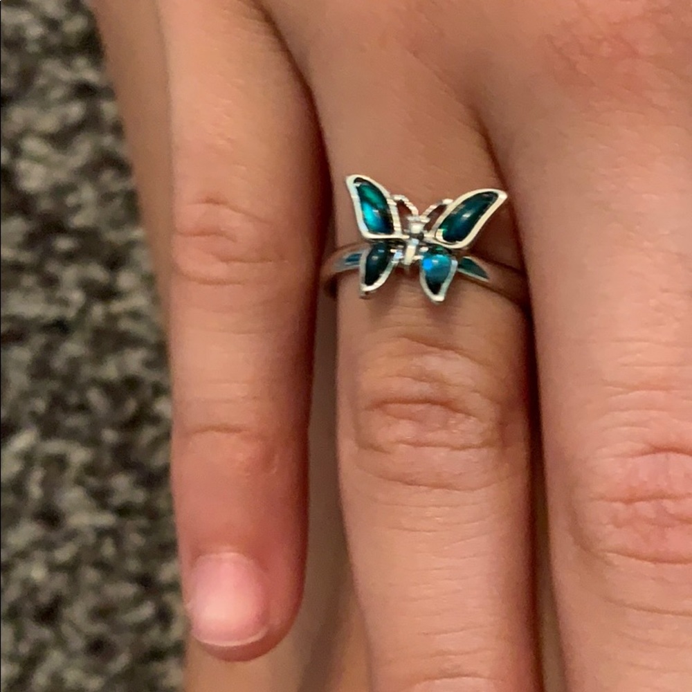 Blue butterfly ring